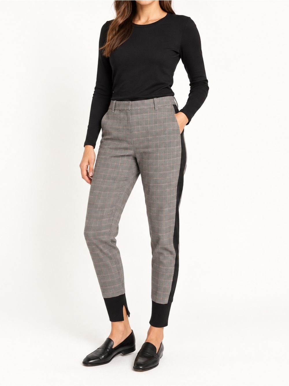 NWOT 3.1 Phillip Lim Plaid Wool Blend Jogger Pants Size 0 Side Stripe